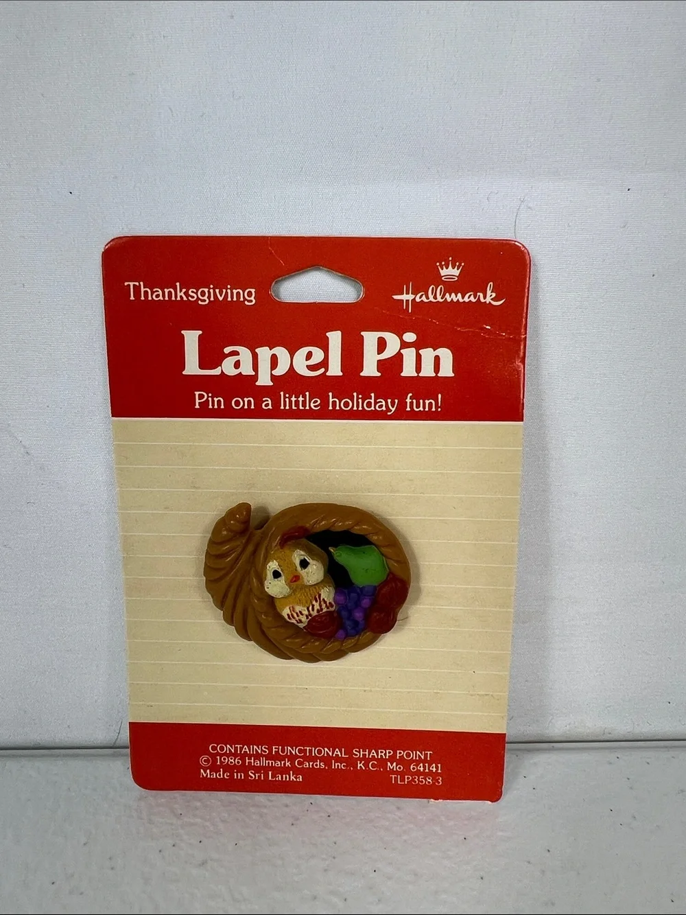 Hallmark Thanksgiving Theme Lapel Pins Vintage Lot of 4 NIP/New on Card